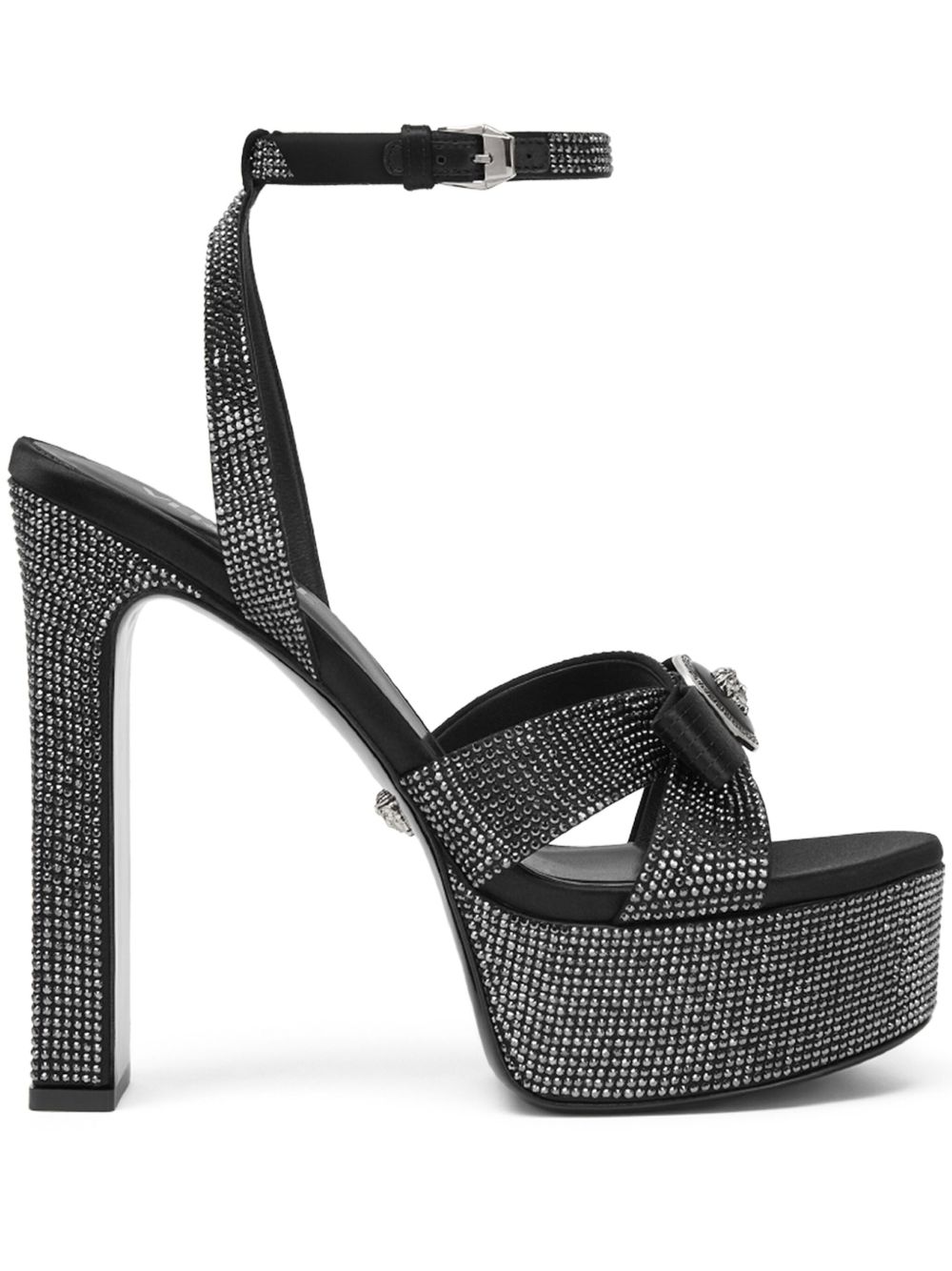 Versace Gianni Ribbon 高跟凉鞋（14厘米） - 黑色