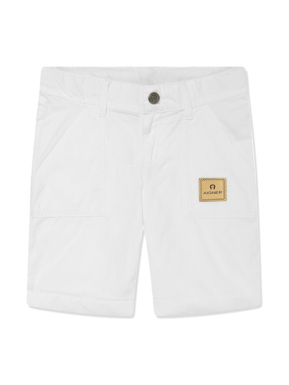Aigner Kids logo贴花棉短裤 - 白色
