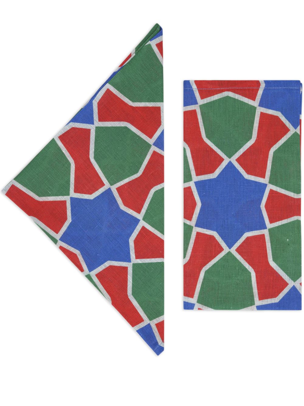 Cabana Tiles 亚麻餐巾（四件装） - 蓝色