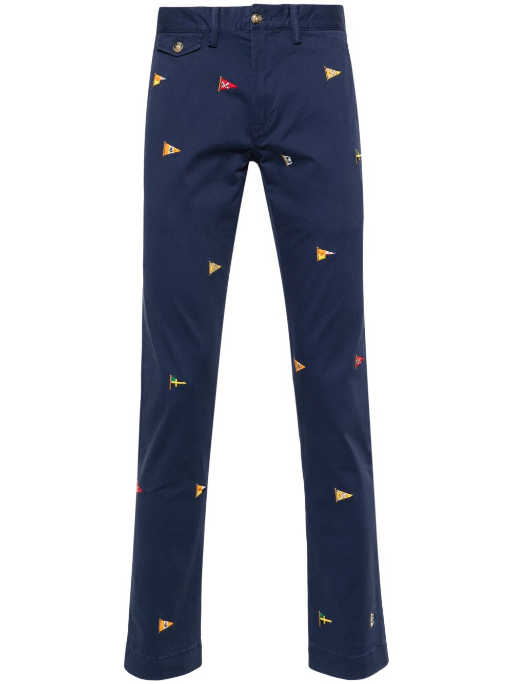 Polo Ralph Lauren logo刺绣修身长裤 - 蓝色