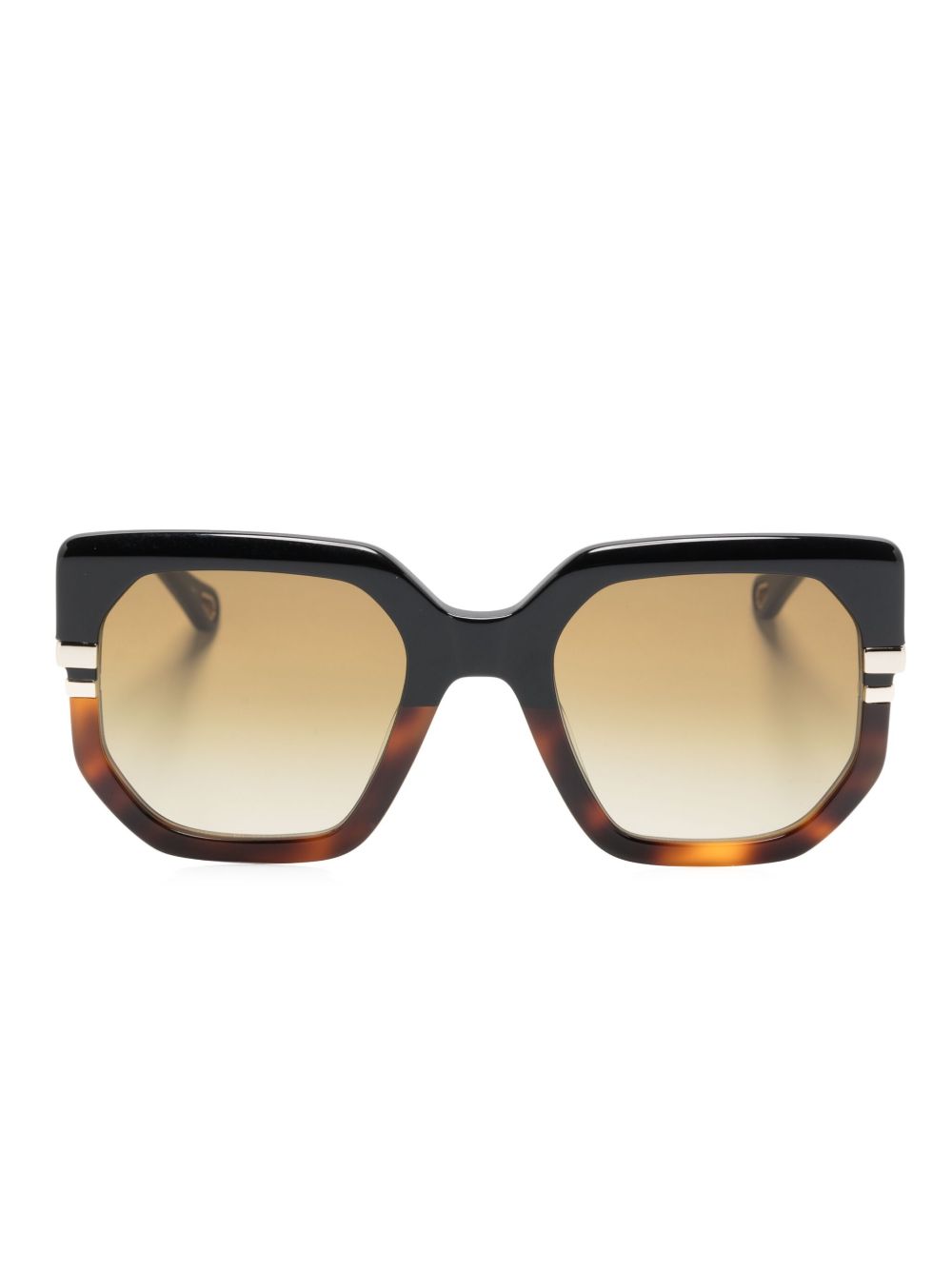 Chloé Eyewear 超大镜框太阳眼镜 - 黑色