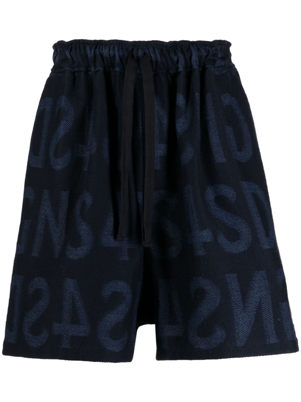 4SDESIGNS logo印花棉百慕大短裤 - 蓝色