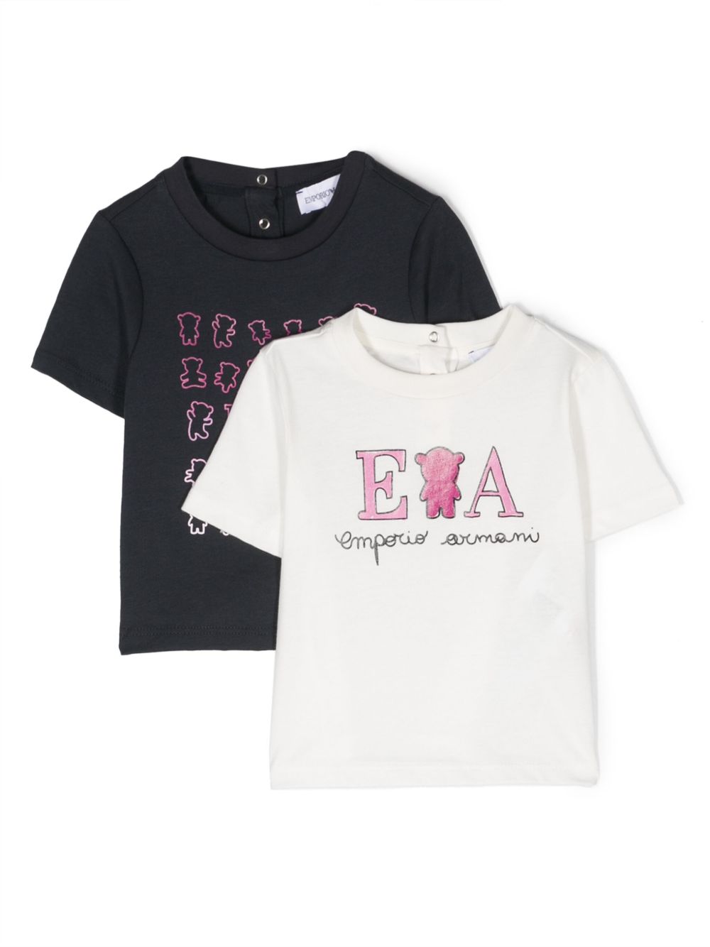 Emporio Armani Kids logo印花棉T恤（两件装） - 蓝色