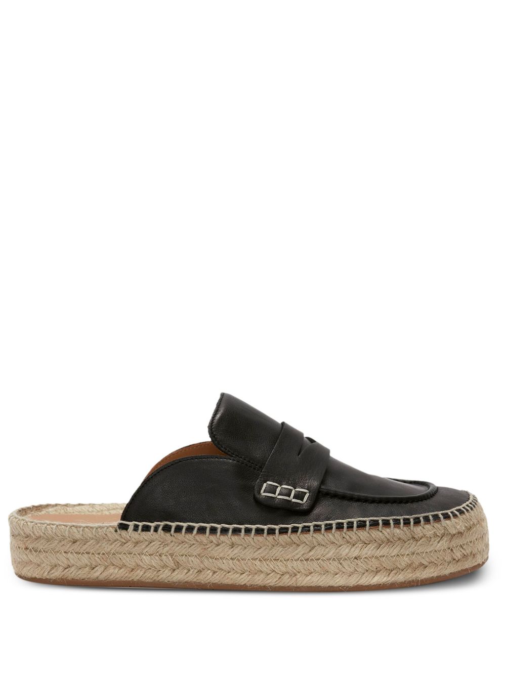JW Anderson 草编皮质穆勒鞋 - 黑色