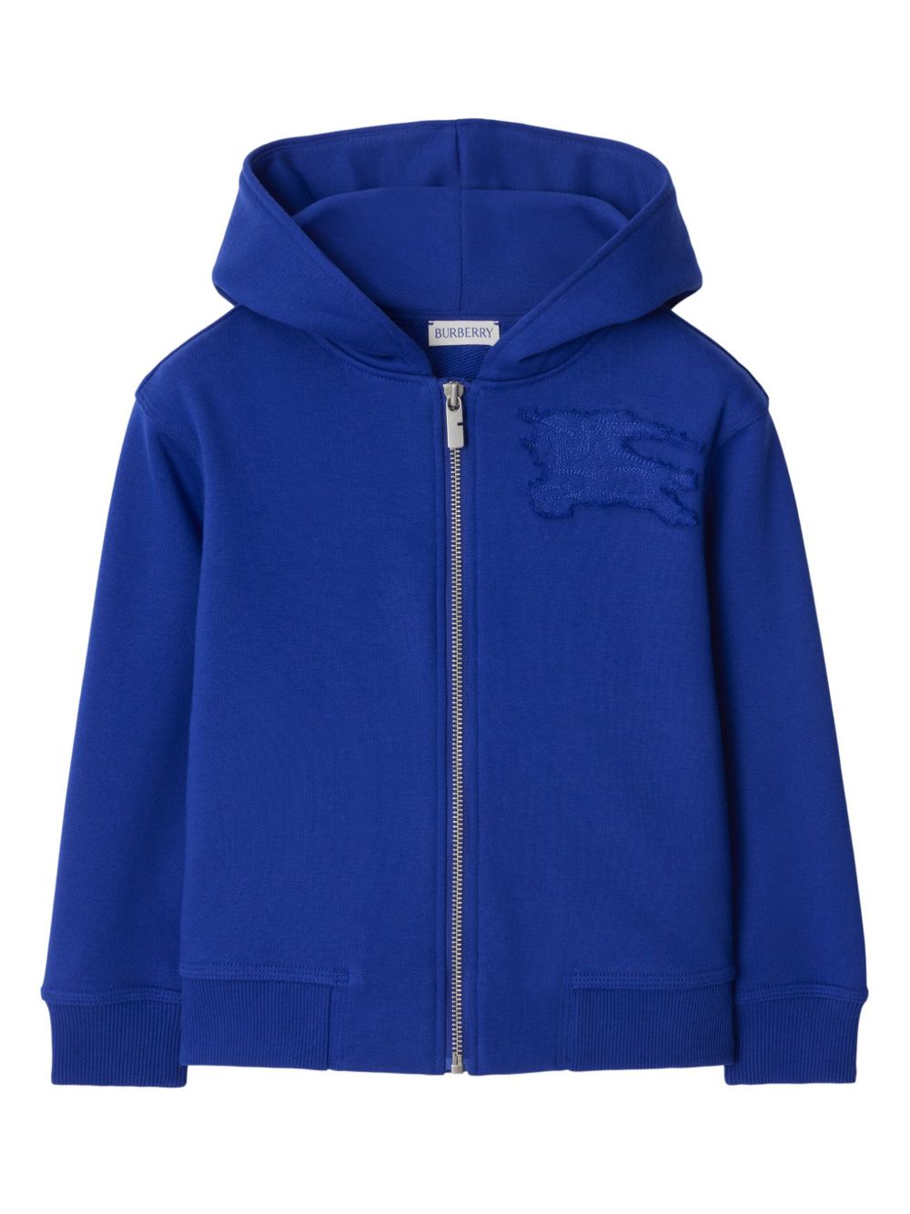 Burberry Kids EKD 拉链棉连帽衫 - 蓝色
