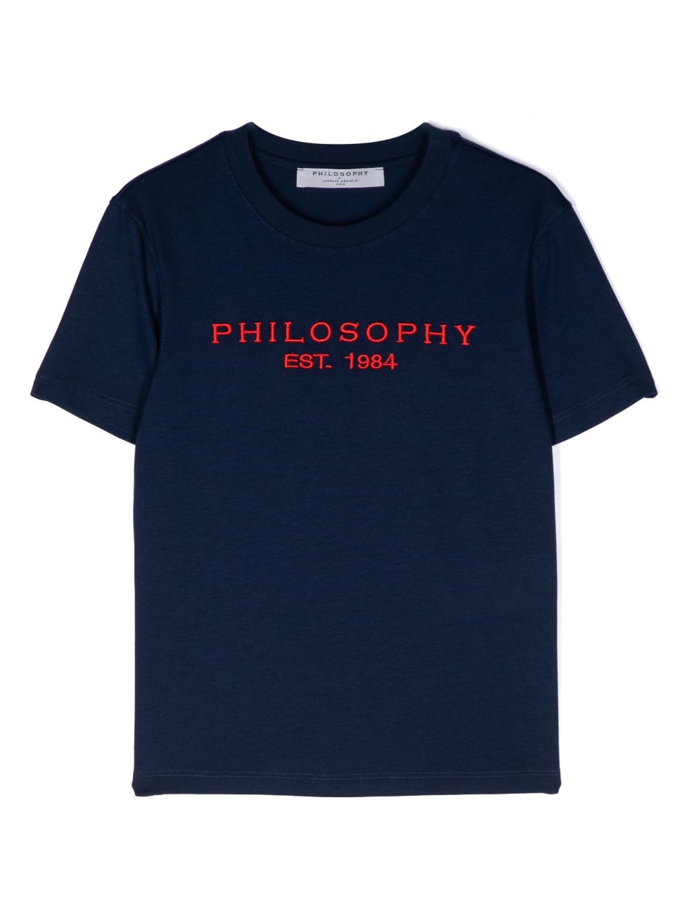 Philosophy Di Lorenzo Serafini Kids logo刺绣棉T恤 - 蓝色