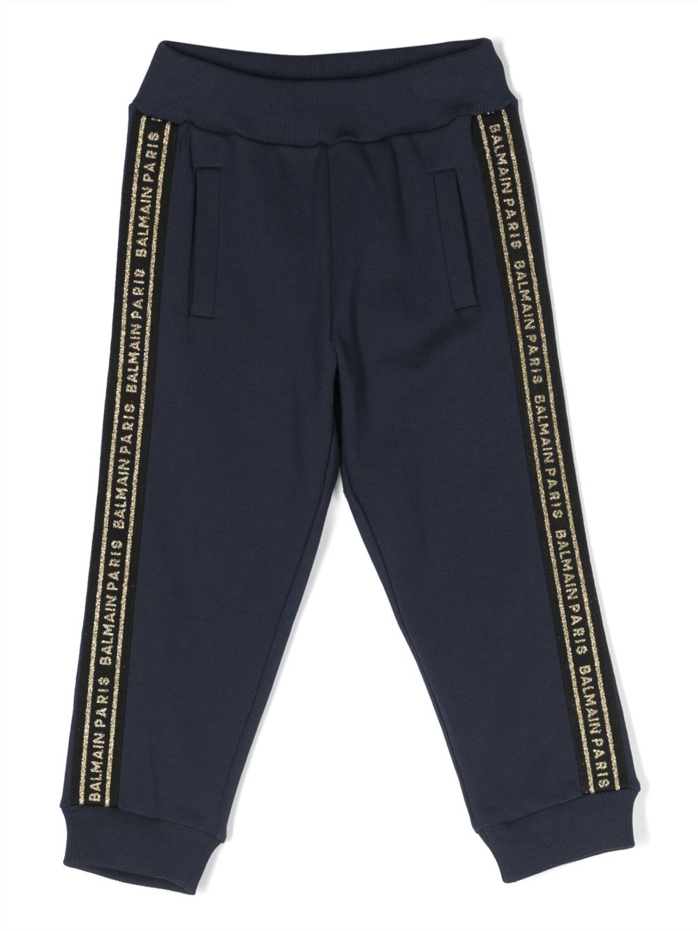 Balmain Kids logo刺绣运动裤 - 蓝色