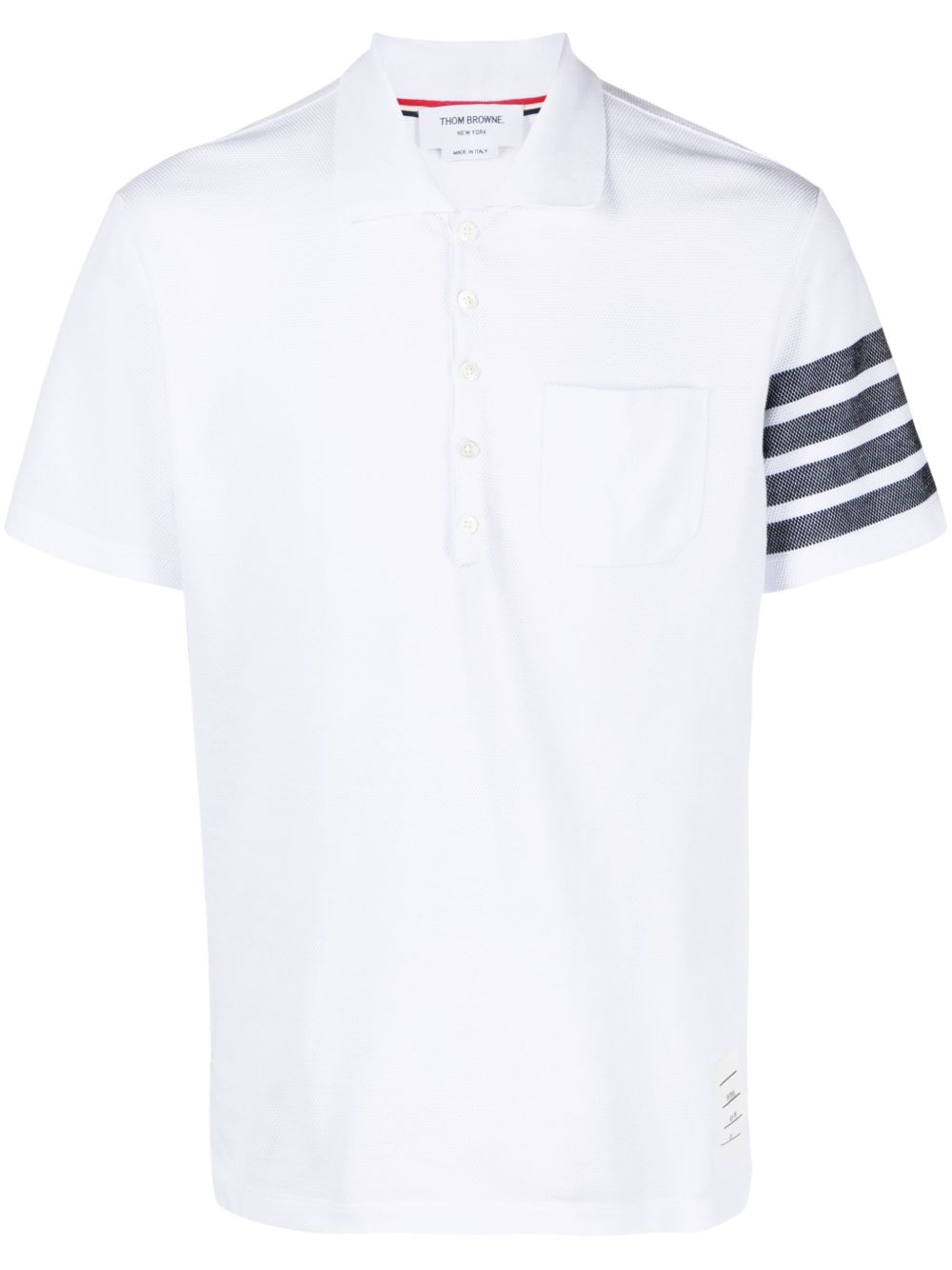 Thom Browne 四条纹珠地布编织polo衫 - 白色