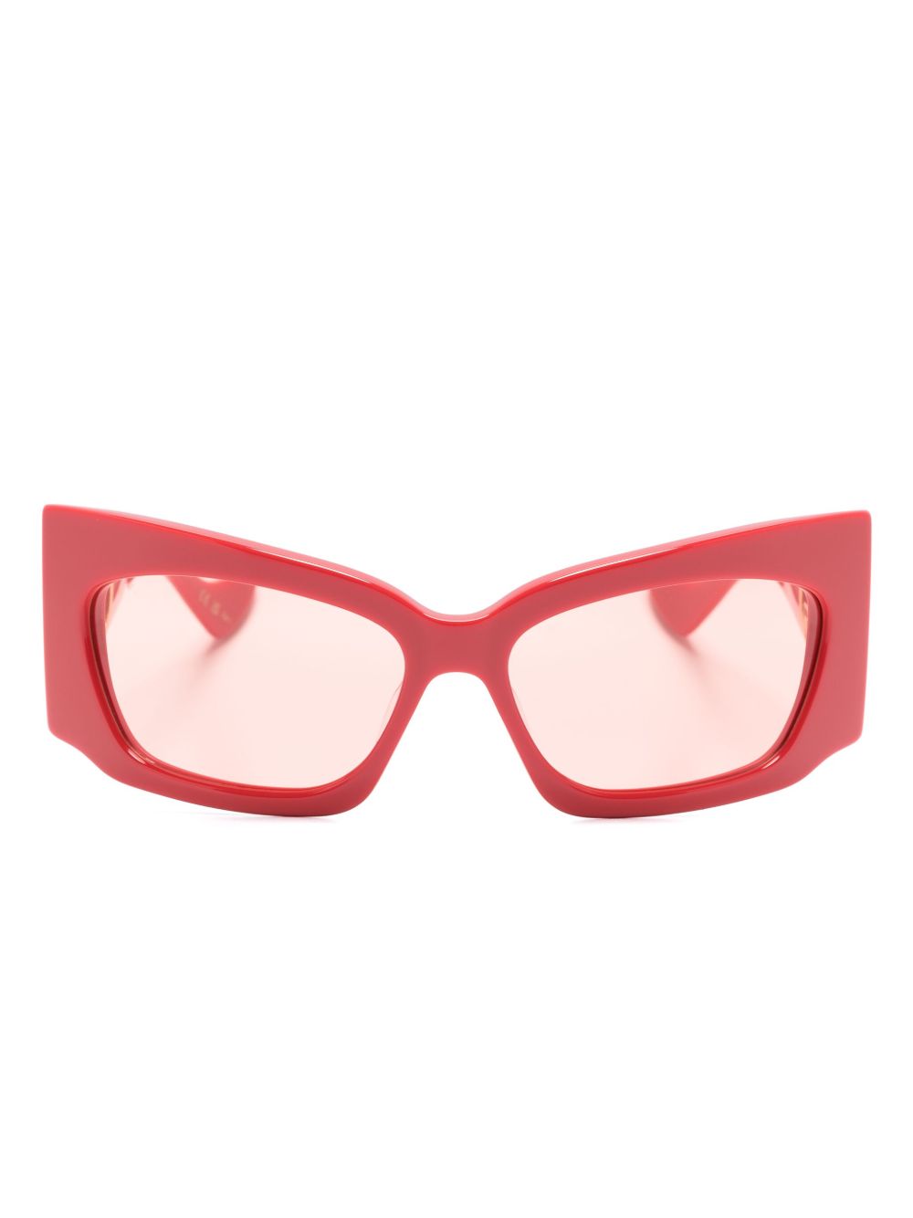 Gucci Eyewear Interlocking G 长方形镜框太阳眼镜 - 红色