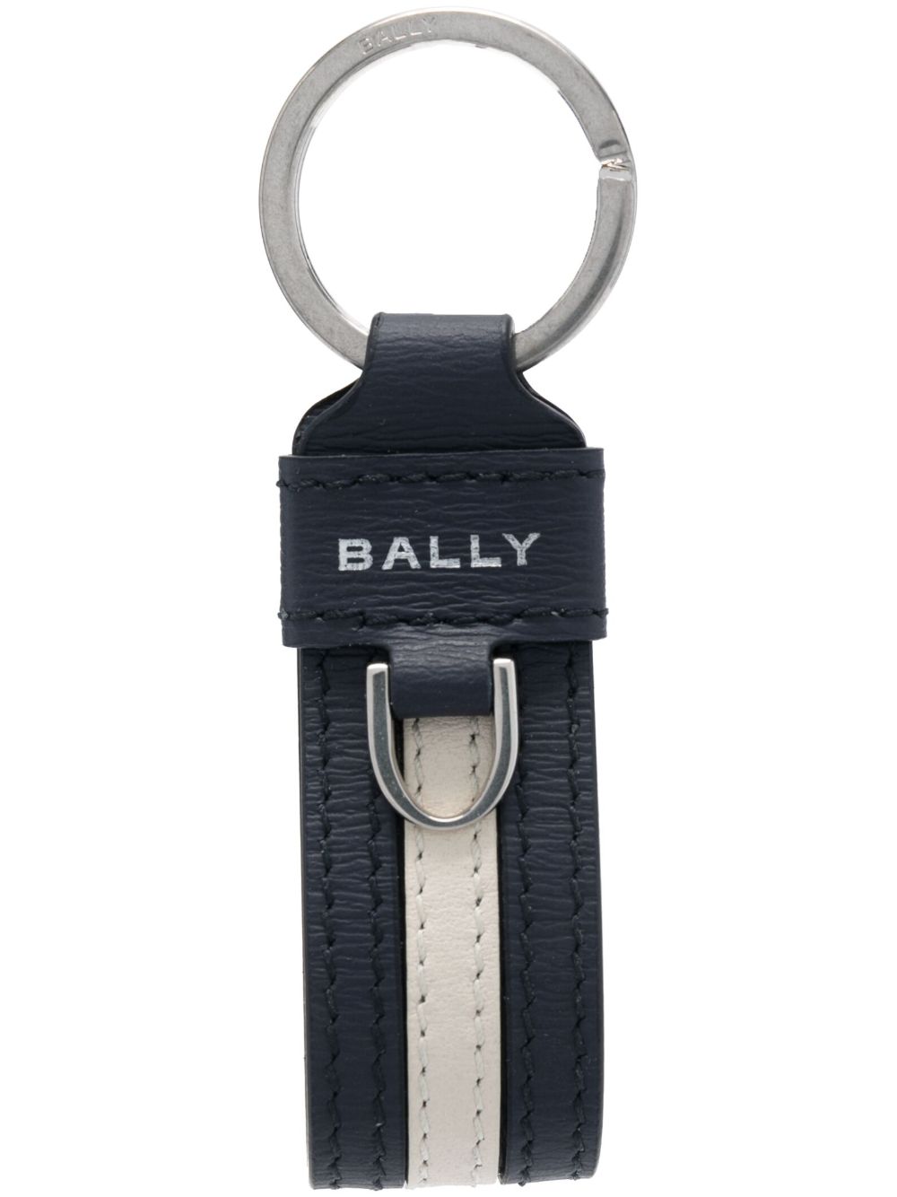 Bally logo印花皮质钥匙扣 - 蓝色