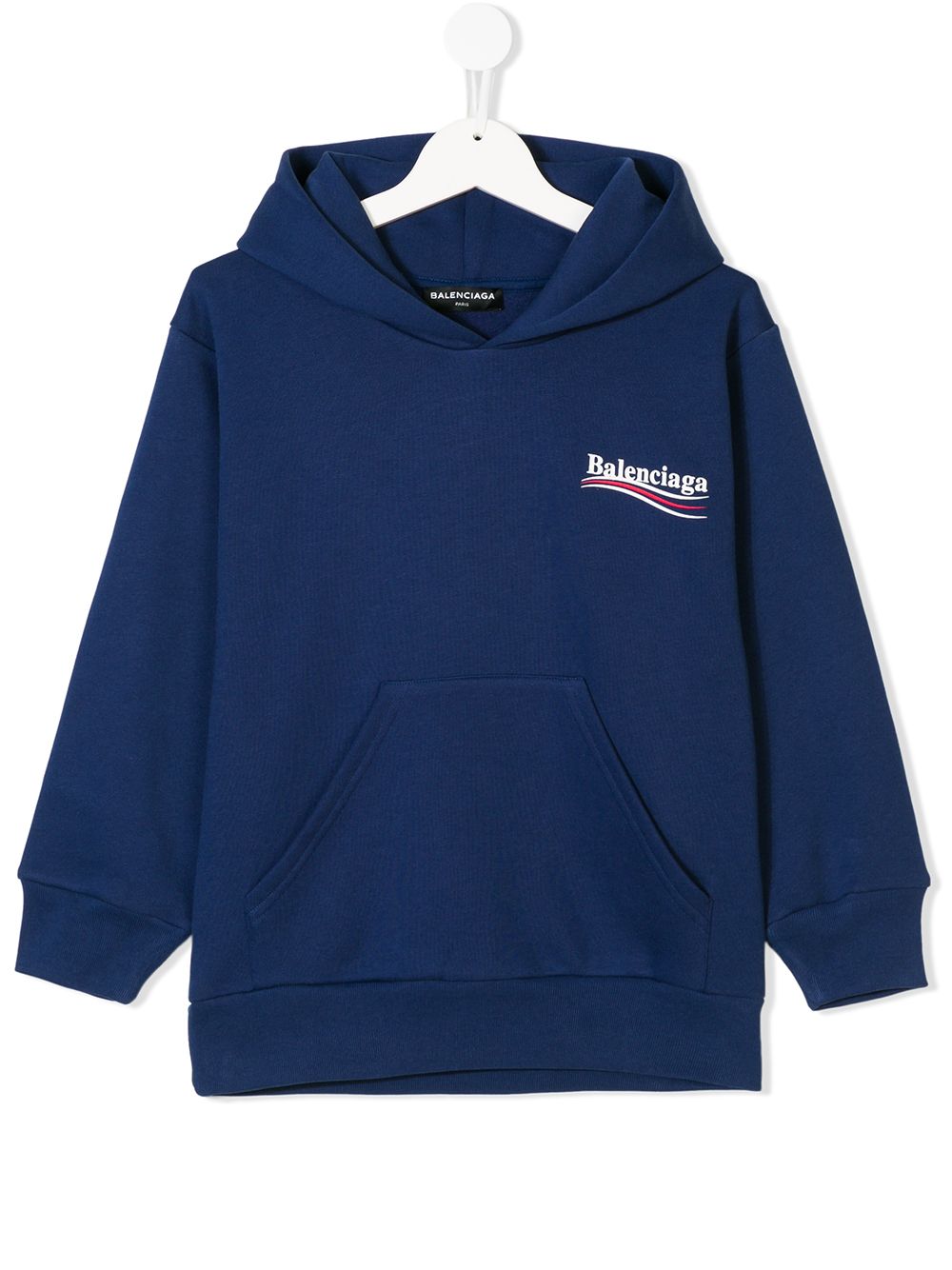 Balenciaga Kids logo连帽衫 - 蓝色