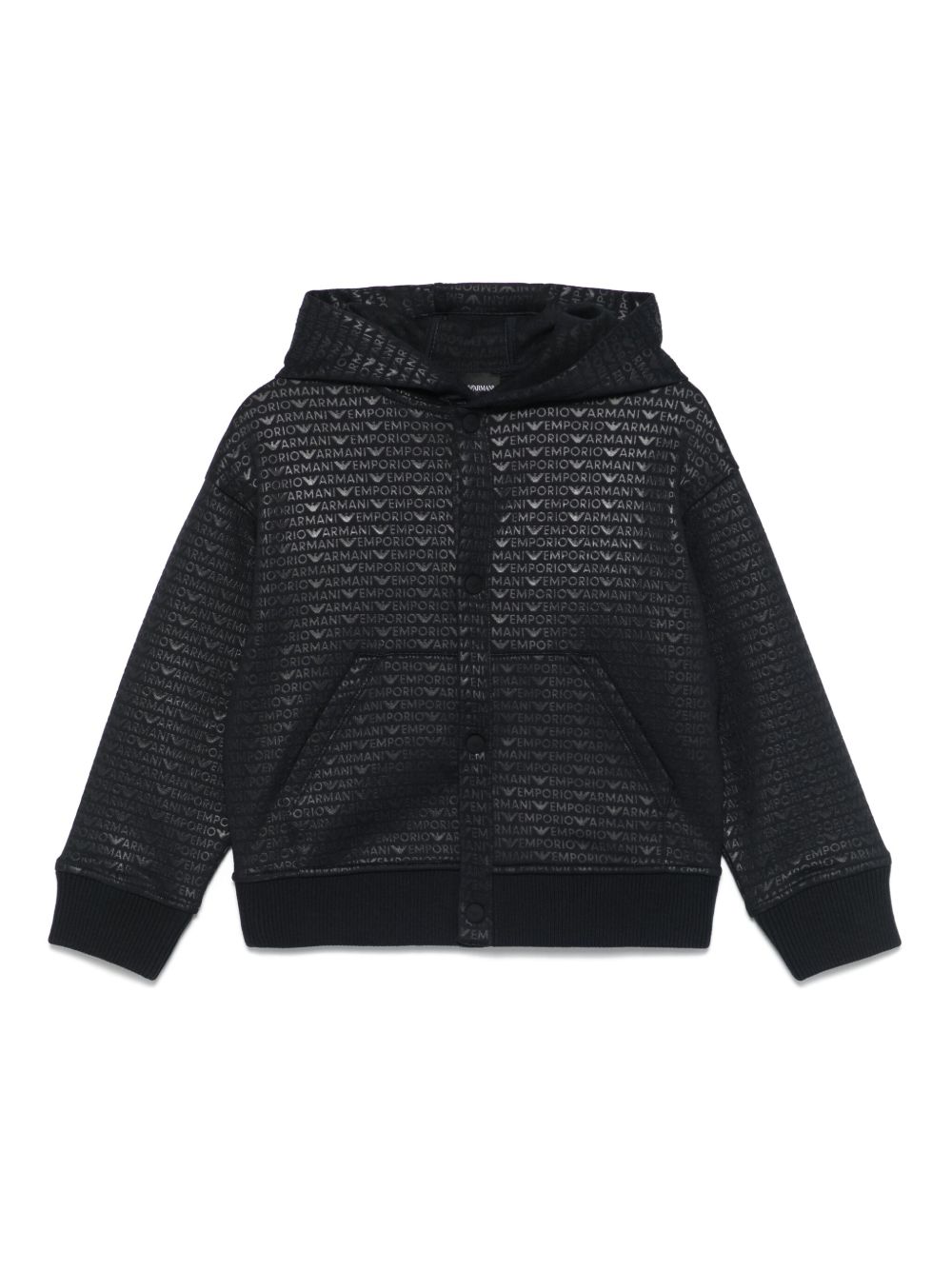 Emporio Armani Kids logo印花连帽衫 - 蓝色
