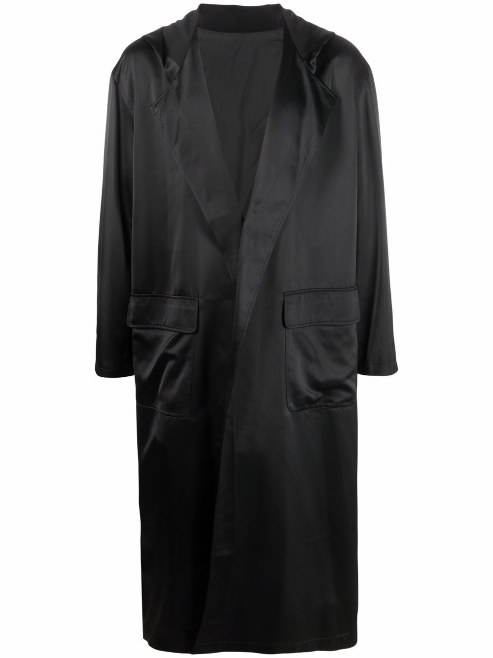 Yohji Yamamoto Pre-Owned logo印花连帽睡袍（1995年典藏款） - 黑色