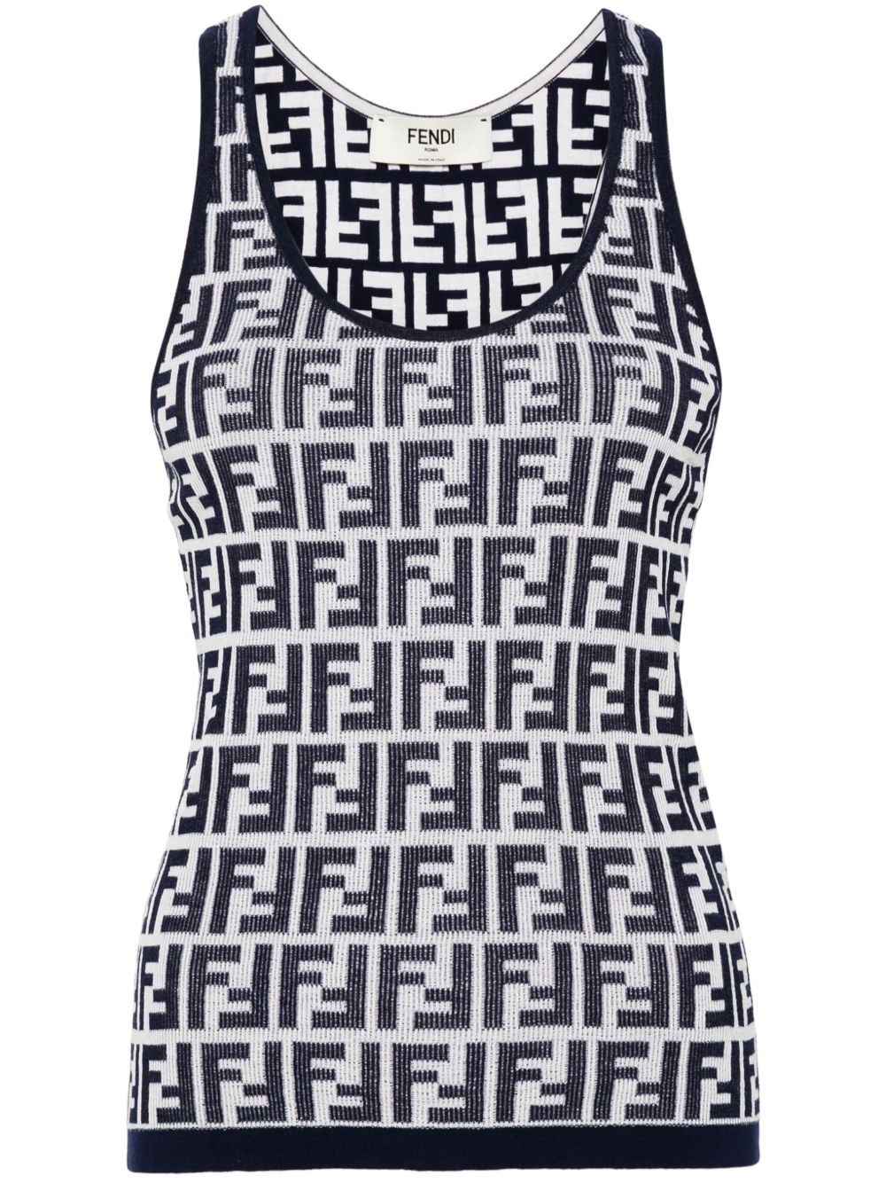 FENDI logo提花针织上衣 - 蓝色