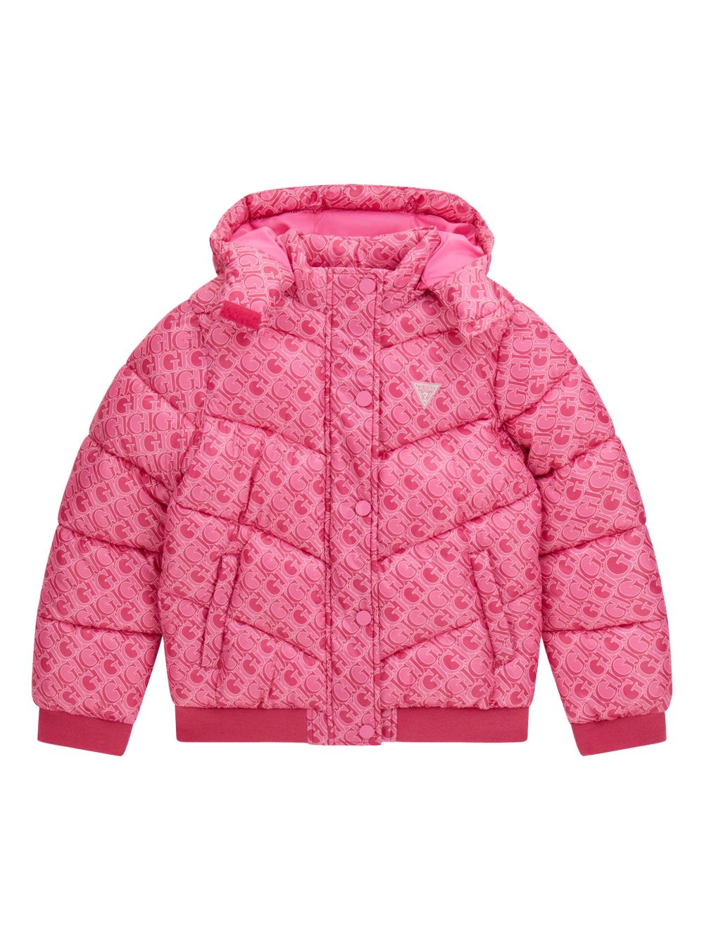guess kids logo印花填充夹克 - 粉色