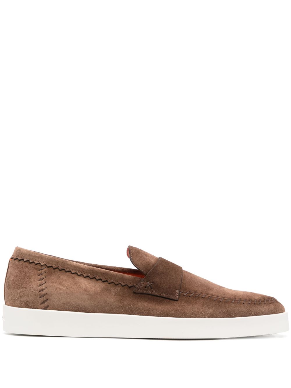 Santoni 经典绒面皮乐福鞋 - 褐色