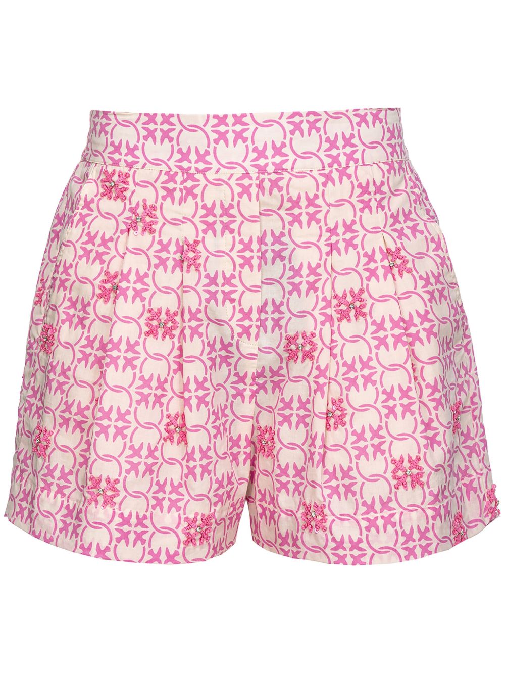 PINKO 经典logo图案高腰裙裤 - 粉色