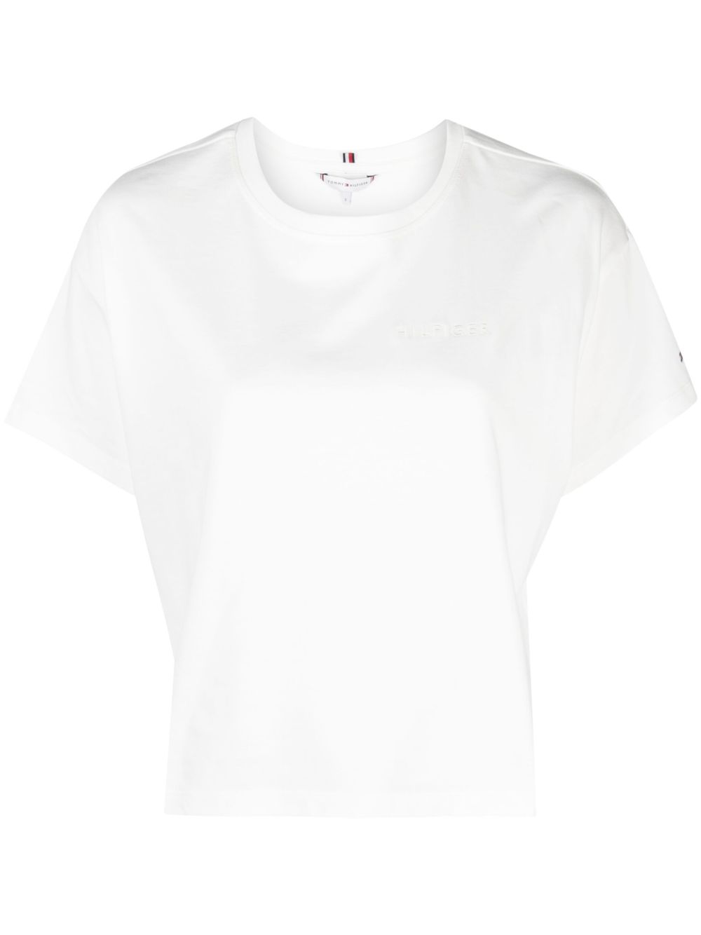 Tommy Hilfiger logo刺绣棉T恤 - 白色