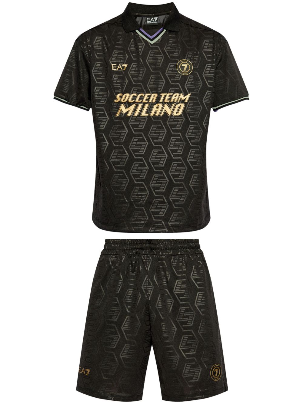 Ea7 Emporio Armani logo-print short set - 黑色