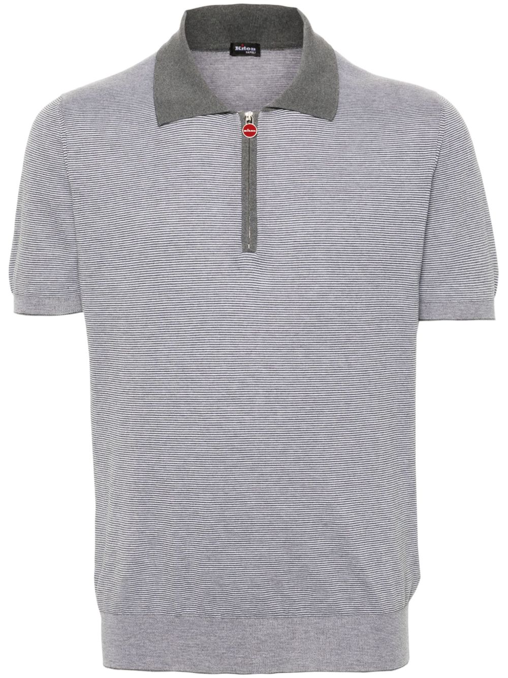 Kiton 条纹棉polo衫 - 灰色