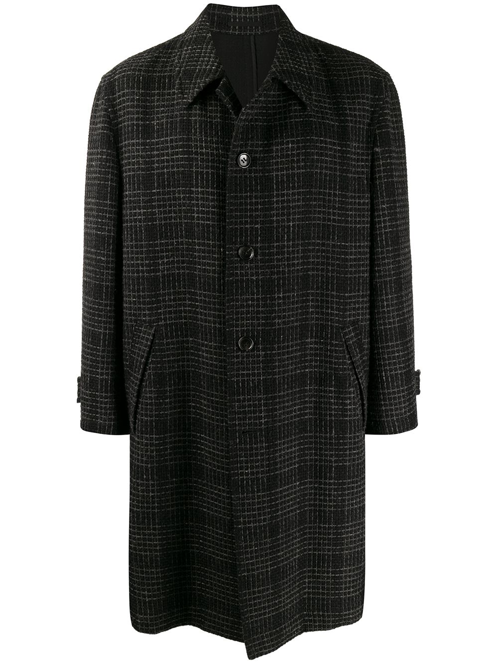 Comme Des Garçons Pre-Owned 古着中长格纹大衣 - 黑色