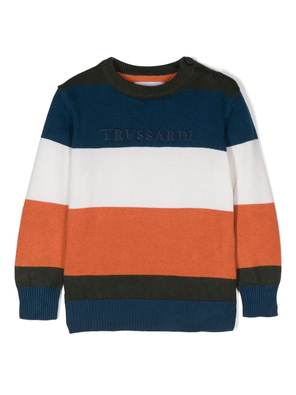 TRUSSARDI JUNIOR logo刺绣毛衣 - 蓝色