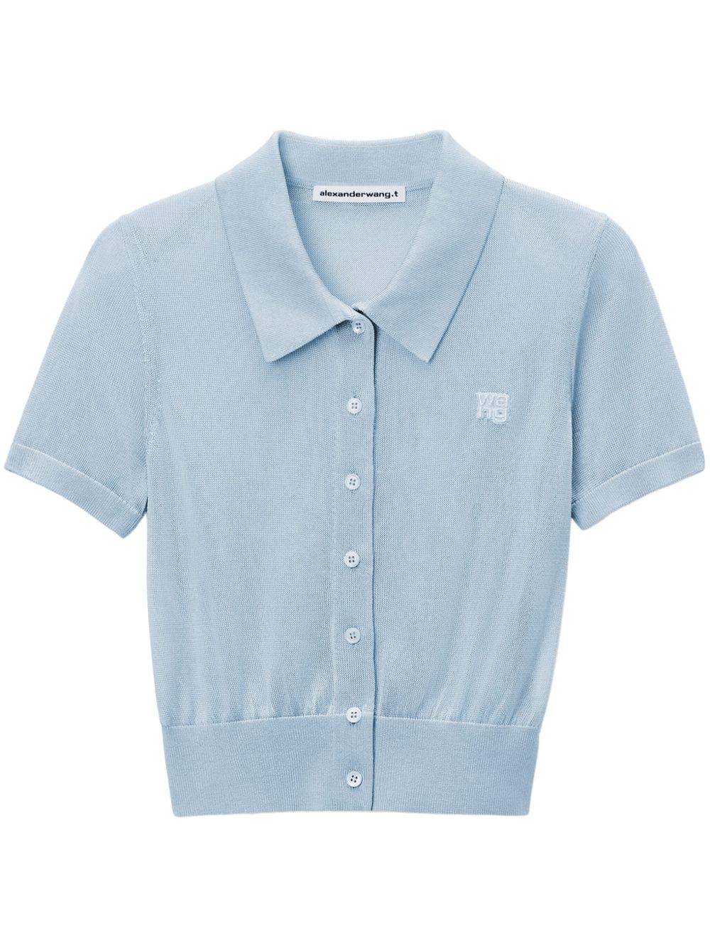 Alexander Wang logo刺绣polo领开衫 - 蓝色