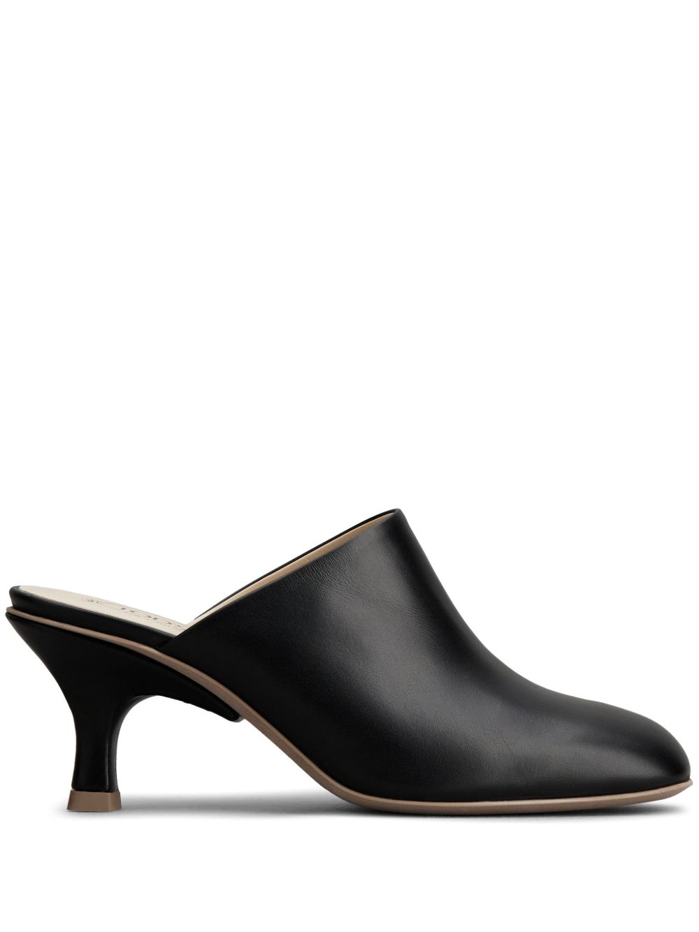 Tod's 中跟皮质穆勒鞋 - 黑色