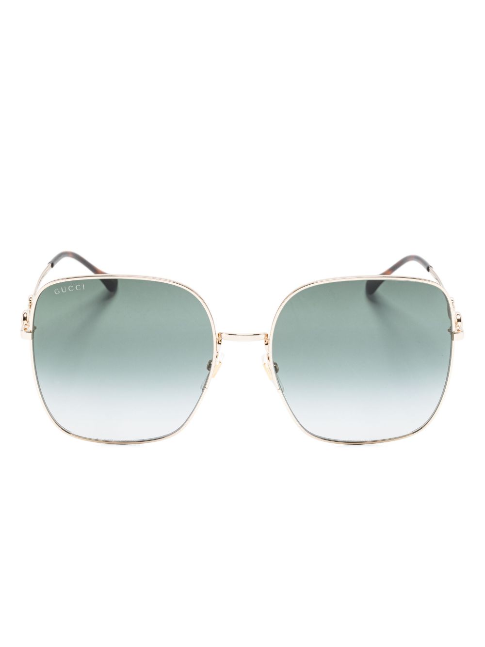 Gucci Eyewear 马衔扣细节方框太阳眼镜 - 金色