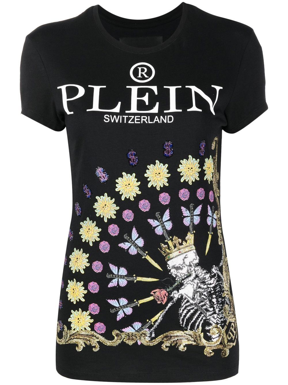 Philipp Plein 骷髅头印花圆领T恤 - 黑色