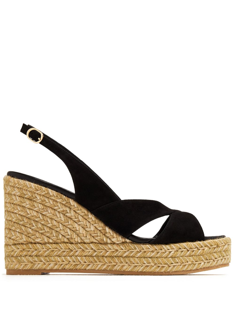 Stuart Weitzman Mirela 高坡跟草编鞋 - 黑色