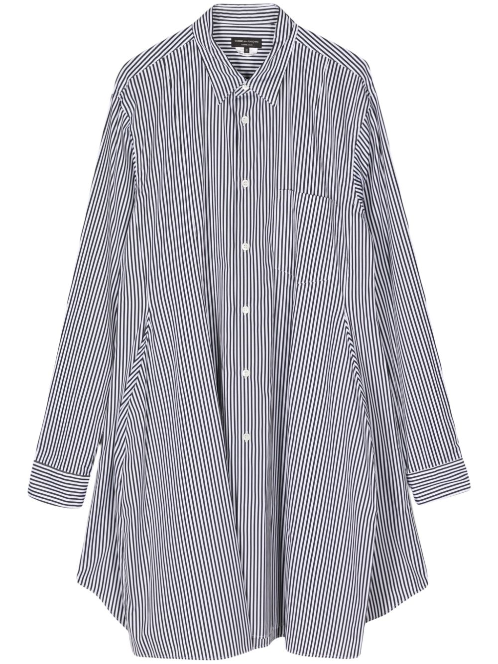 Comme des Garçons Homme Plus 条纹长款棉衬衫 - 白色