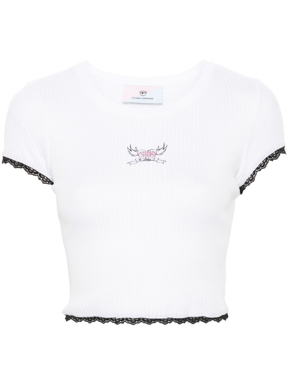 Chiara Ferragni Punk logo印花罗纹上衣 - 白色