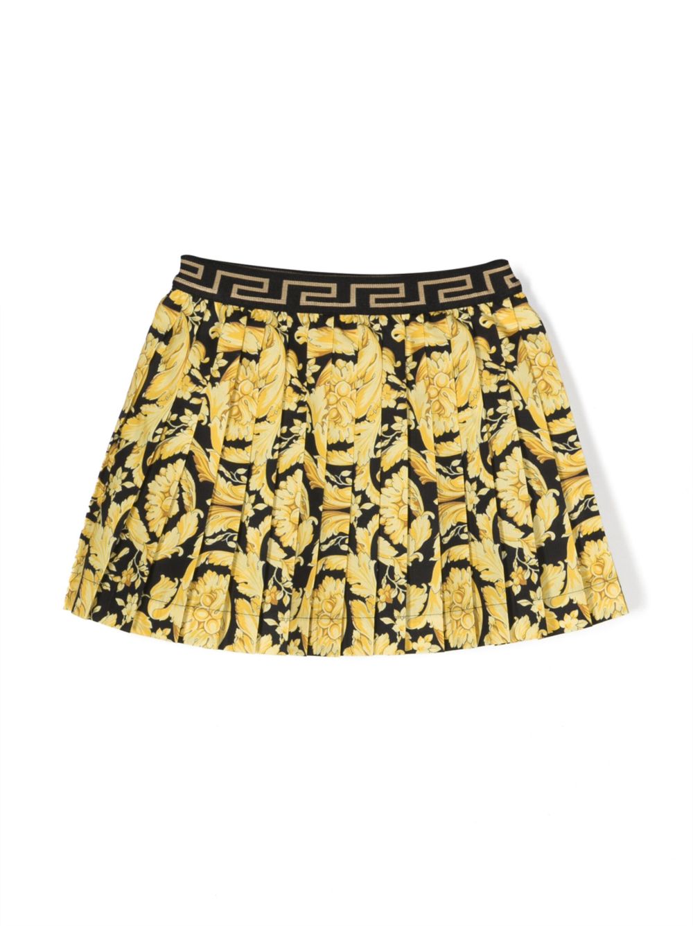 Versace Kids Gonna 巴洛克印花百褶半身裙 - 黑色