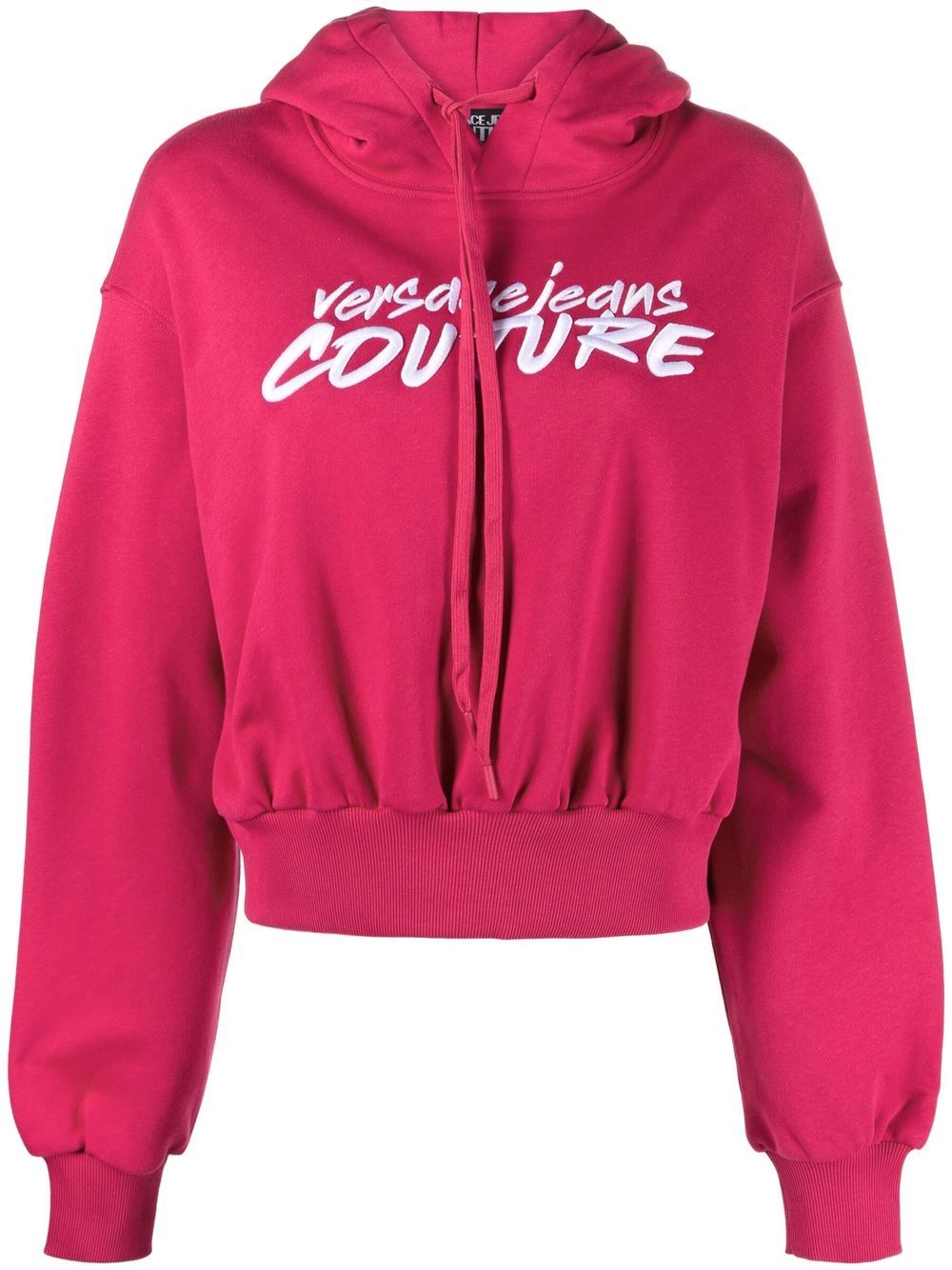 Versace Jeans Couture 范思哲 logo刺绣短款连帽衫 - 粉色