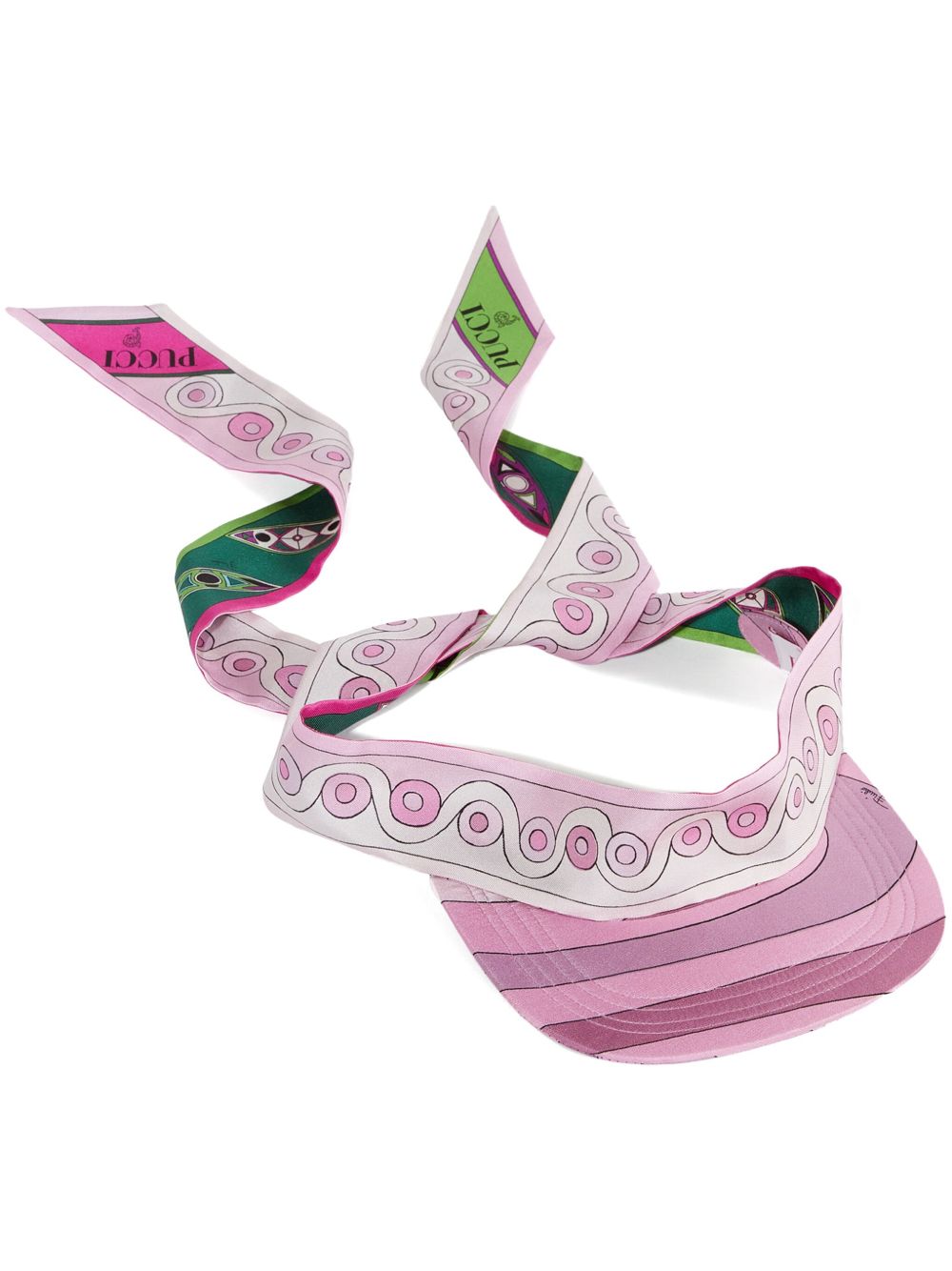 PUCCI 抽象印花真丝遮阳帽 - 粉色