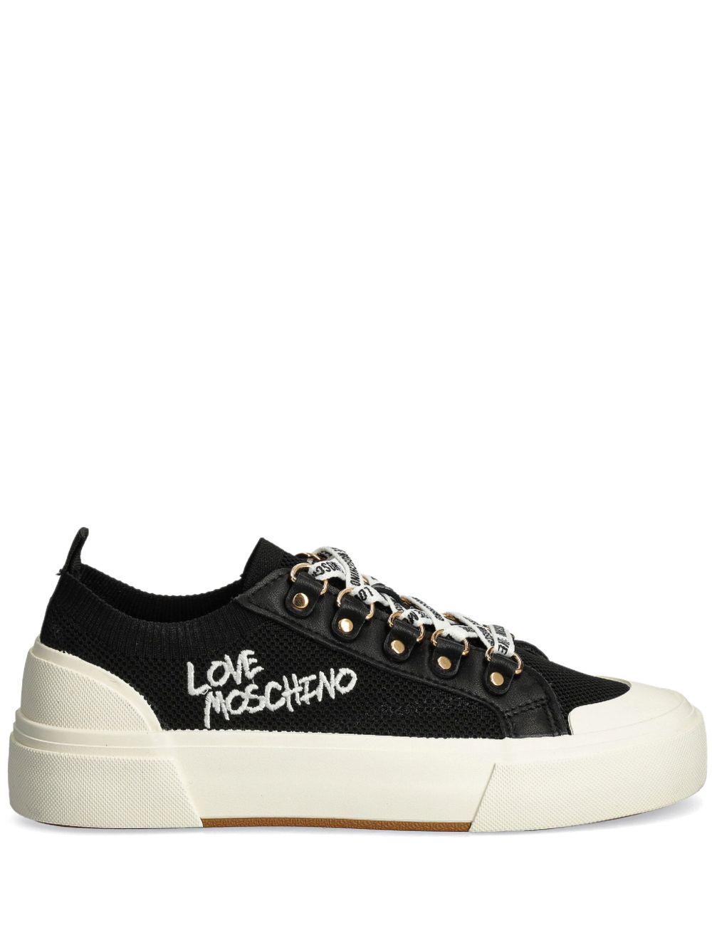 Love Moschino logo刺绣板鞋 - 黑色