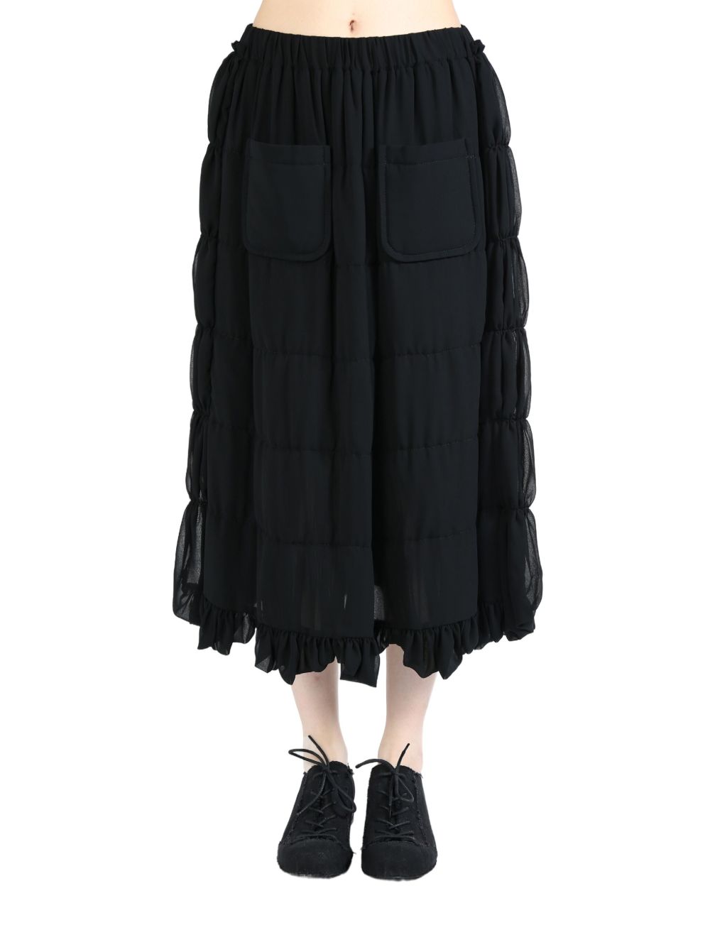 Comme des Garçons TAO tiered midi skirt - 黑色
