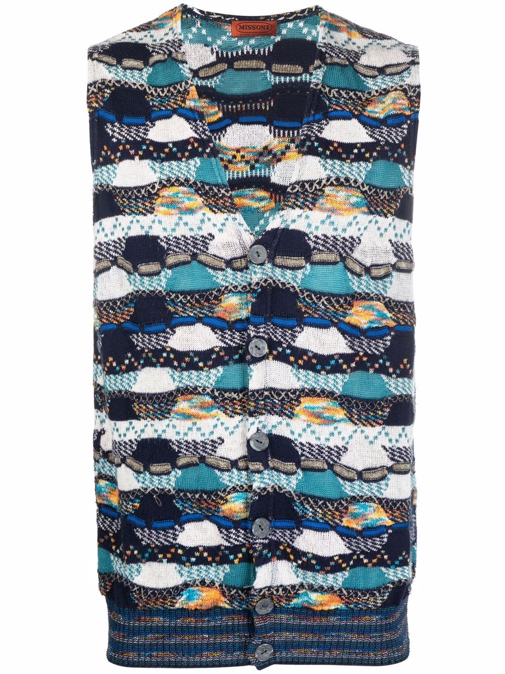 Missoni Pre-Owned 抽象针织西式马甲（2000年代典藏款） - 白色