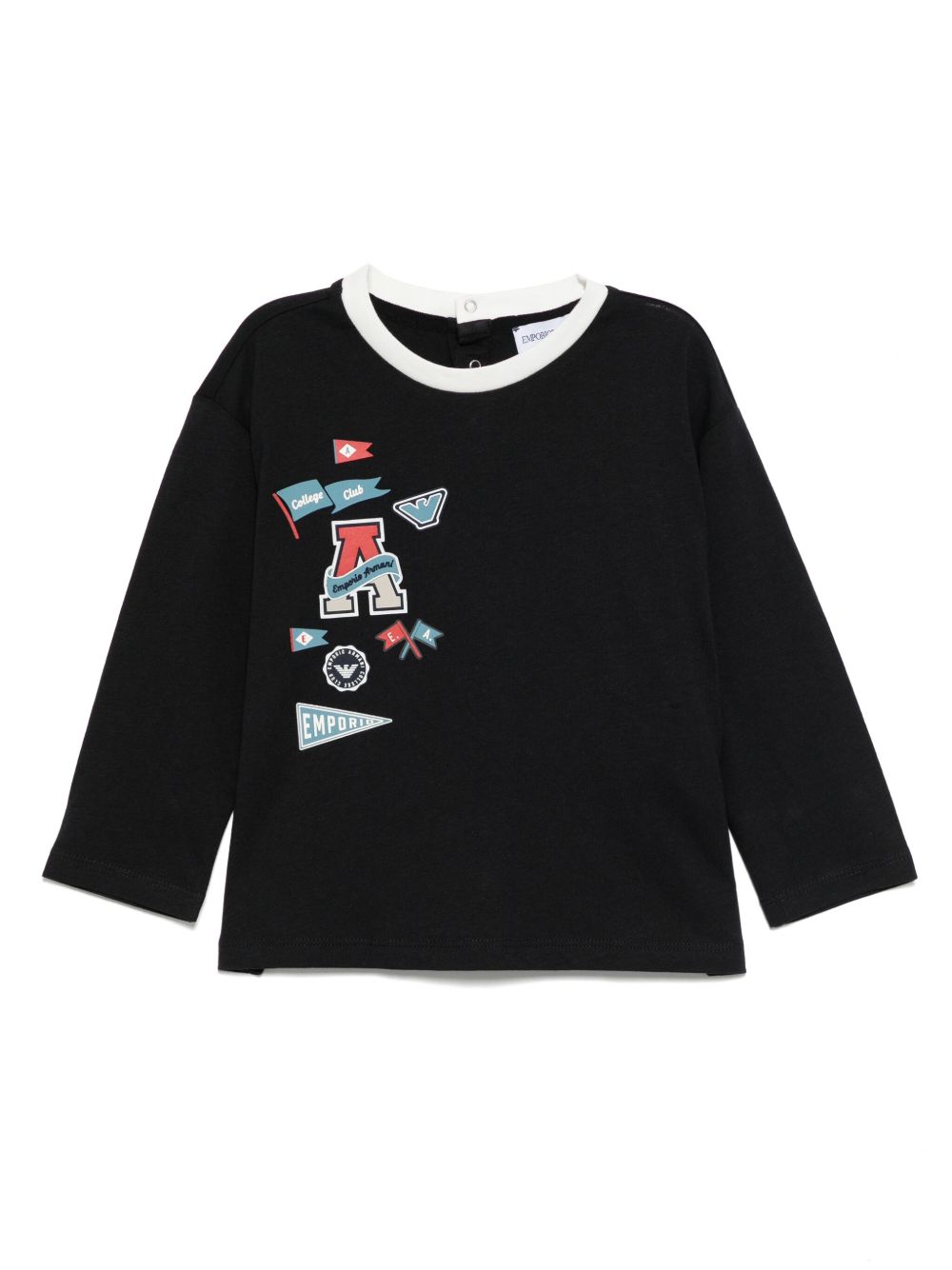 Emporio Armani Kids 图案印花T恤 - 黑色