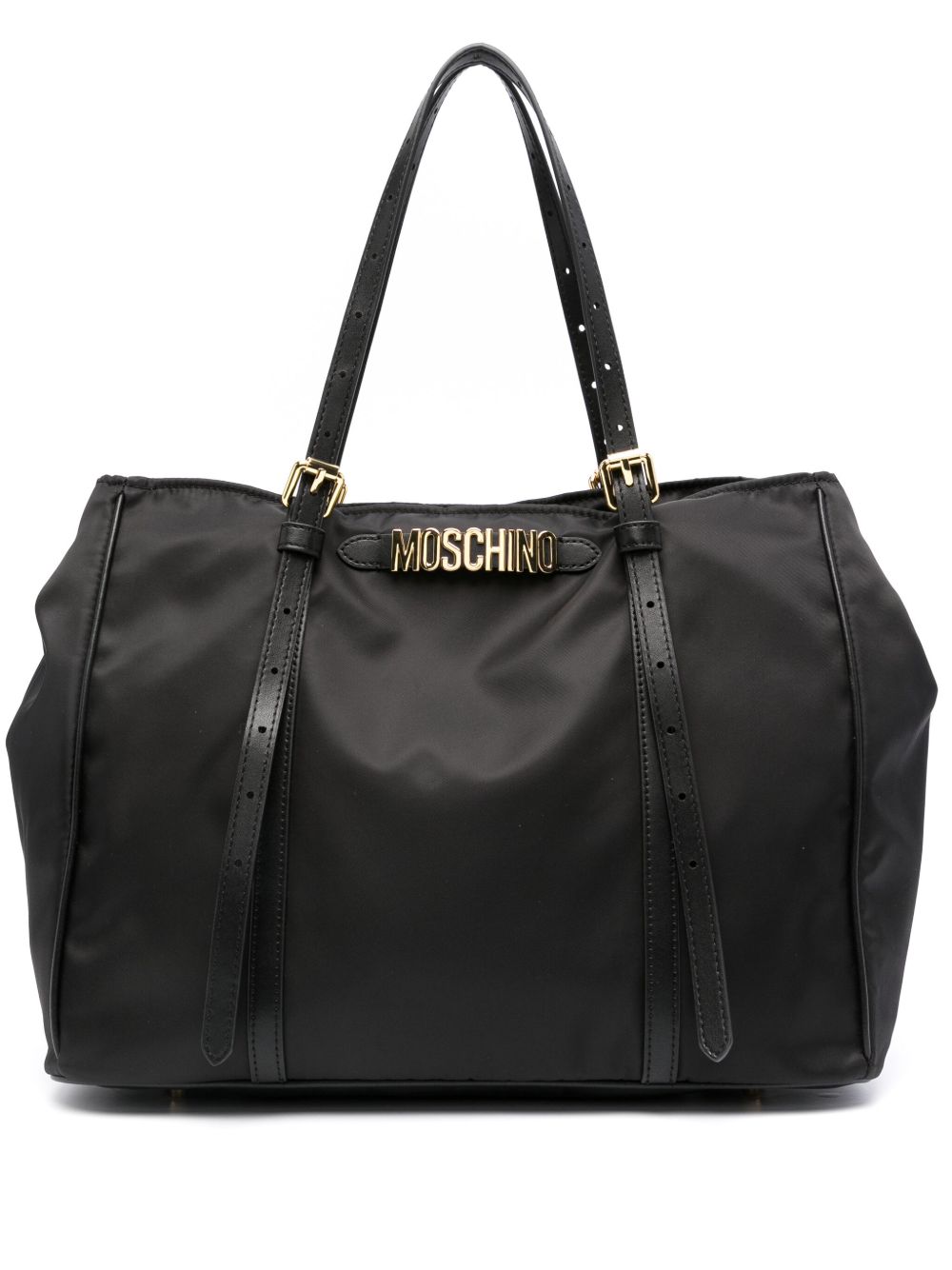 Moschino logo字母手提包 - 黑色