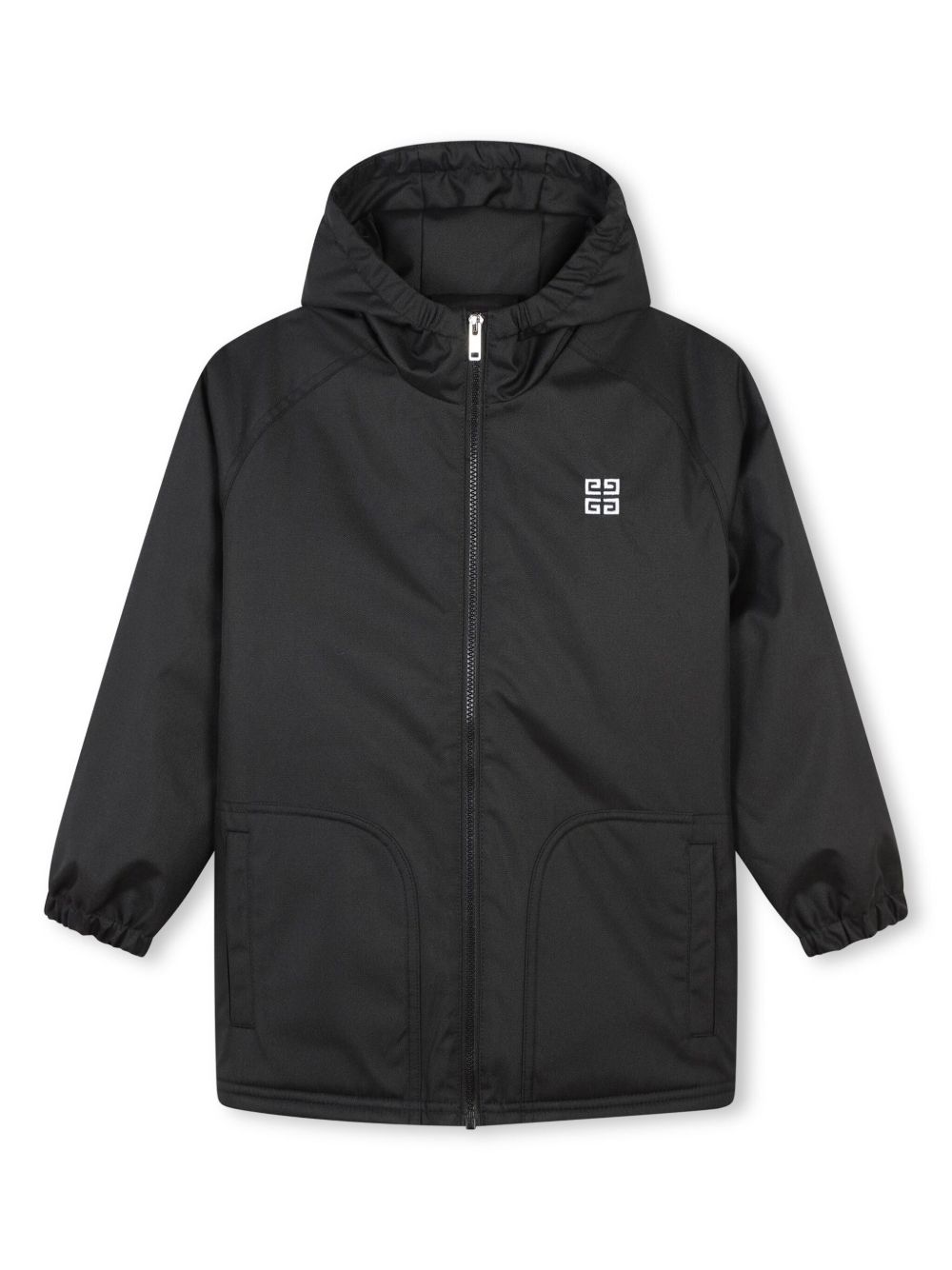 Givenchy Kids logo刺绣连帽外套 - 黑色