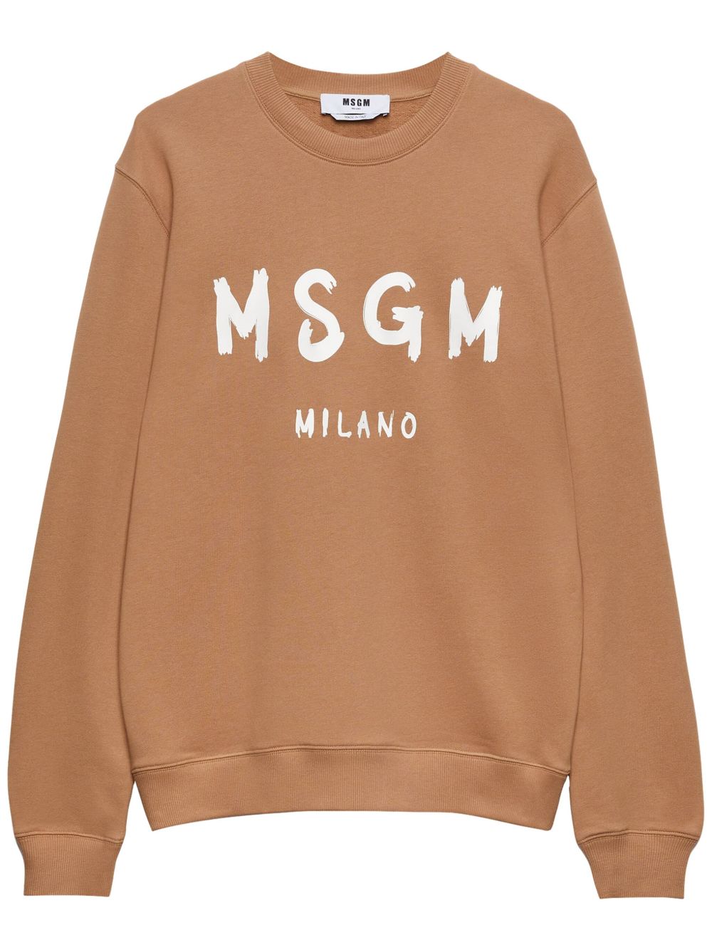 MSGM logo印花棉卫衣 - 褐色