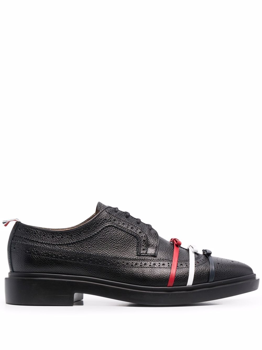 Thom Browne 三蝴蝶结长翼布洛克鞋 - 黑色