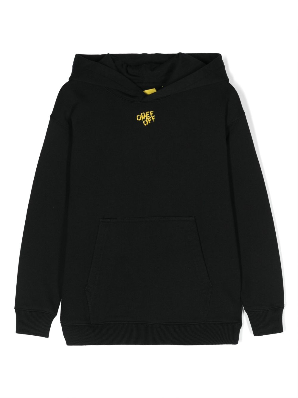 Off-White Kids logo标记棉连帽衫 - 黑色