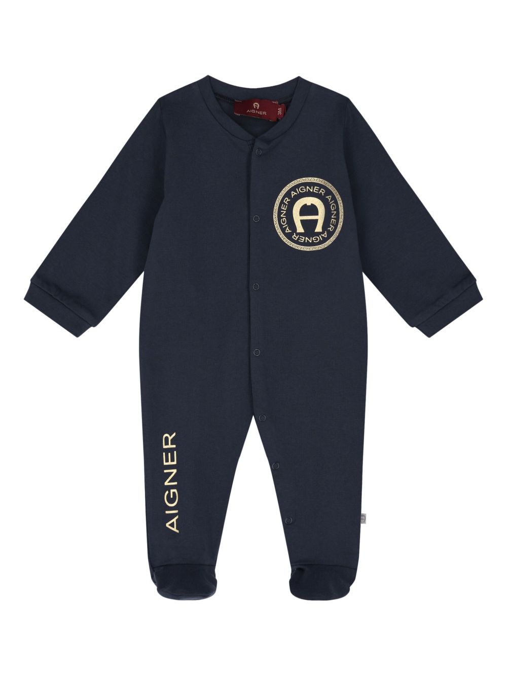 Aigner Kids logo印花连体衣 - 蓝色
