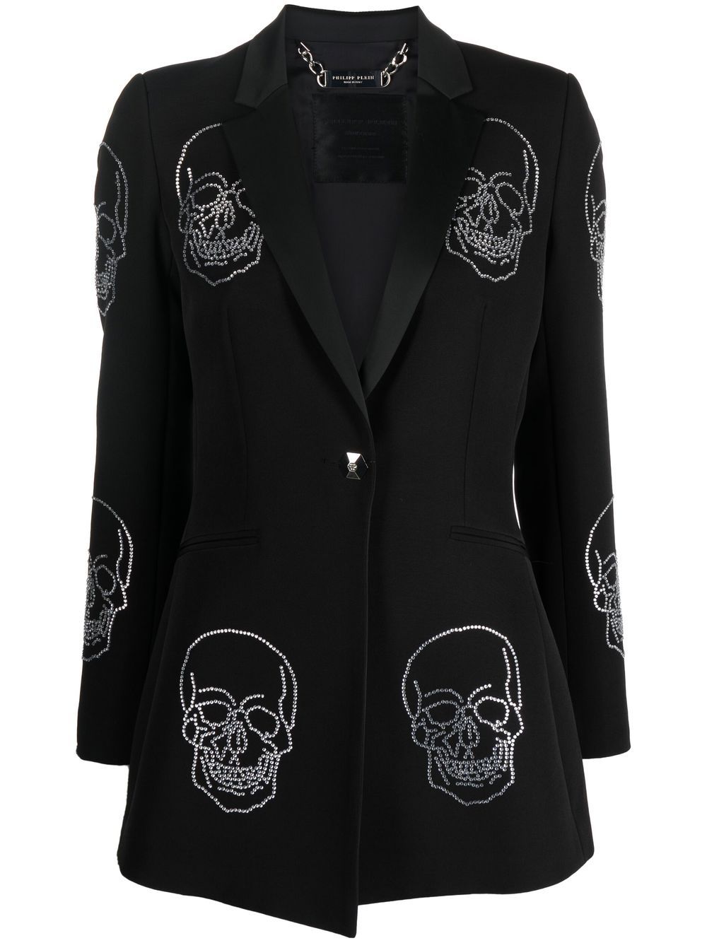 Philipp Plein 骷髅头缀饰单排扣外套 - 黑色