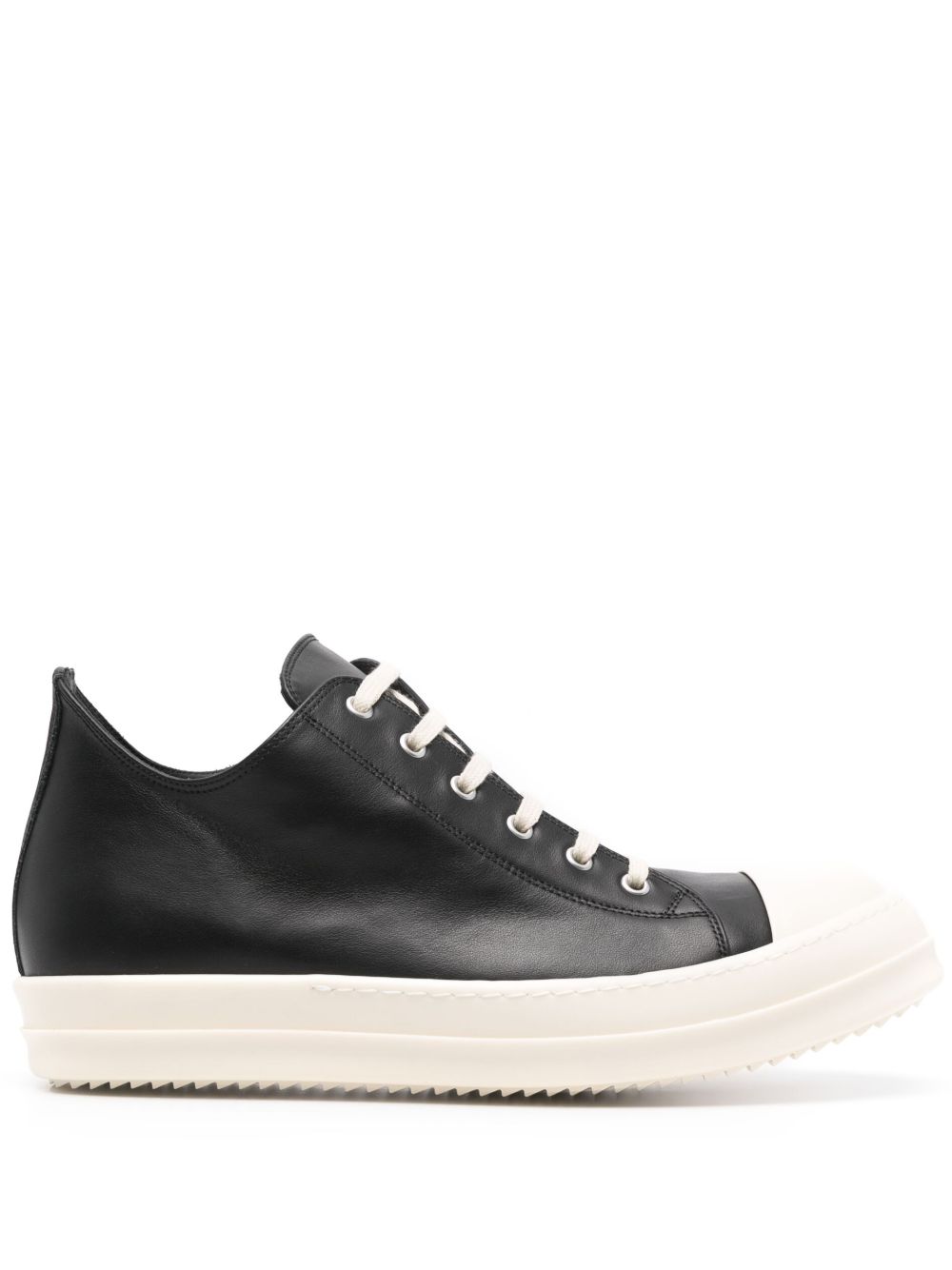Rick Owens 皮质拼色运动鞋 - 黑色