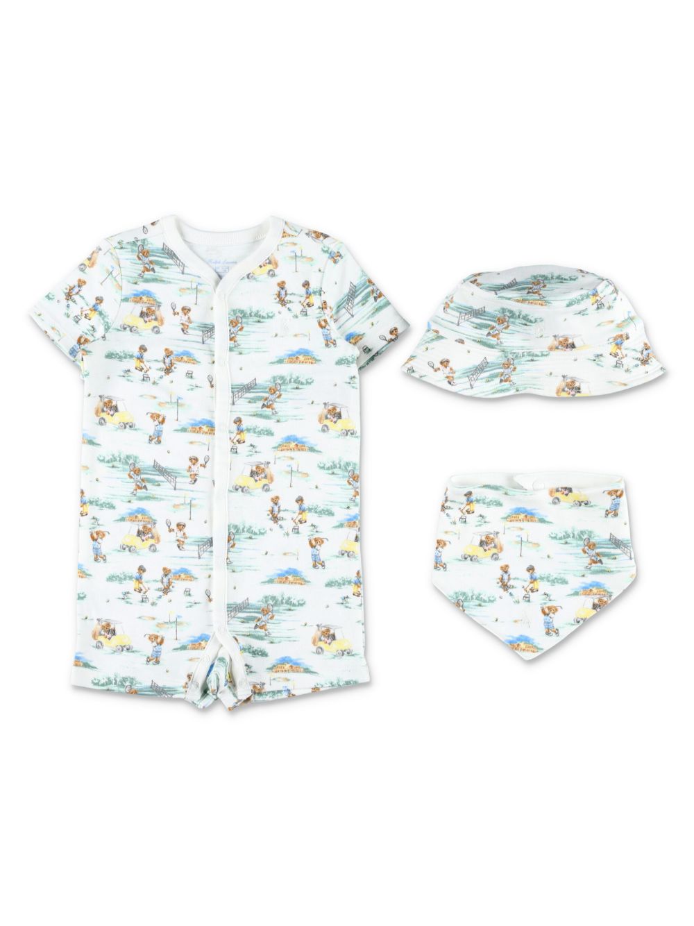 POLO RALPH LAUREN KIDS Polo Bear 棉连体衣套装 - 白色