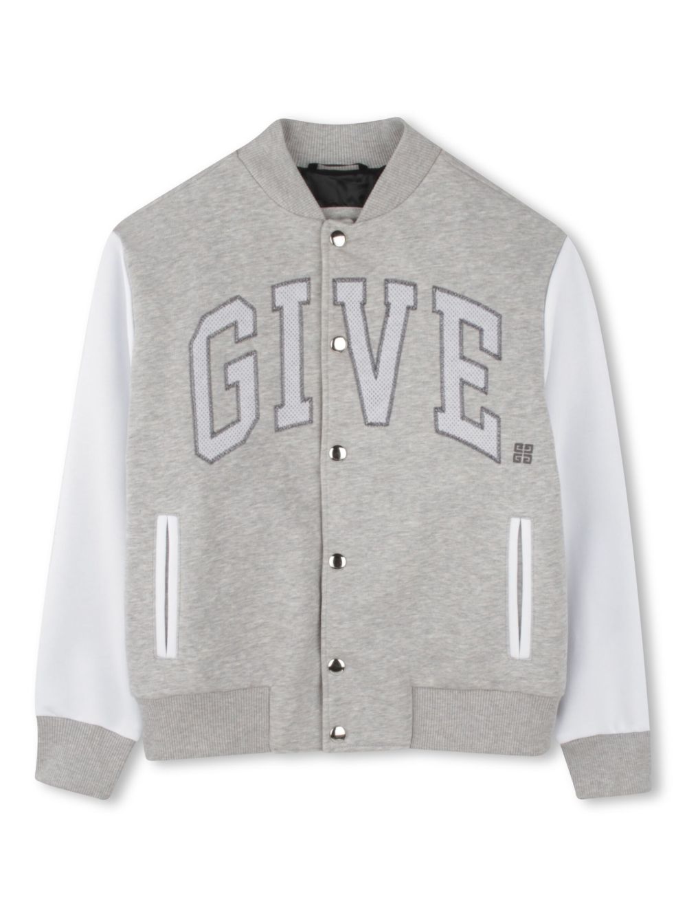 Givenchy Kids logo印花飞行员夹克 - 灰色